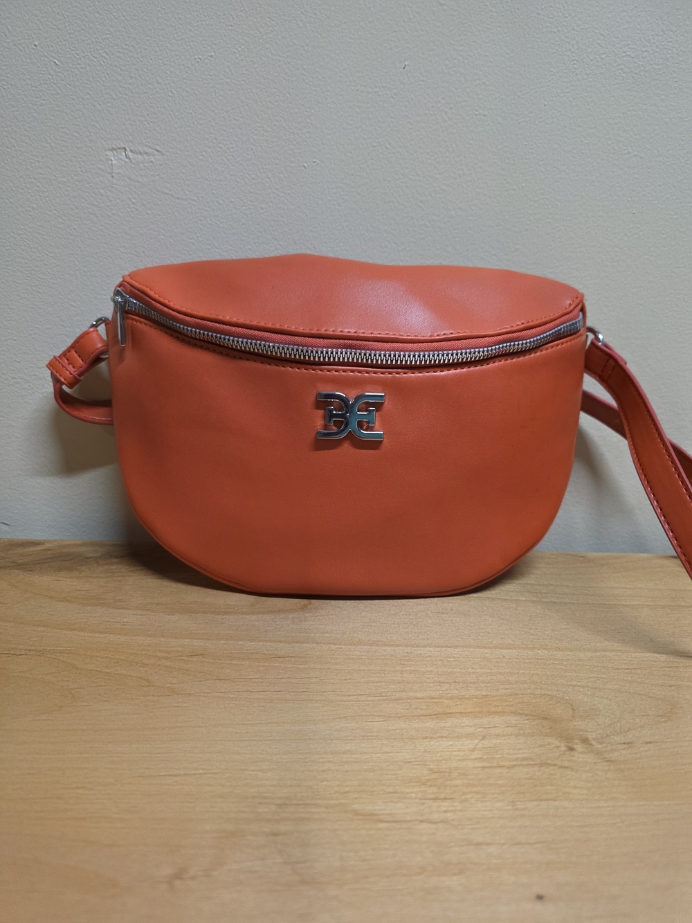 Sam Edelman Coral Orange Crossbody Pouch with Silver Logo
